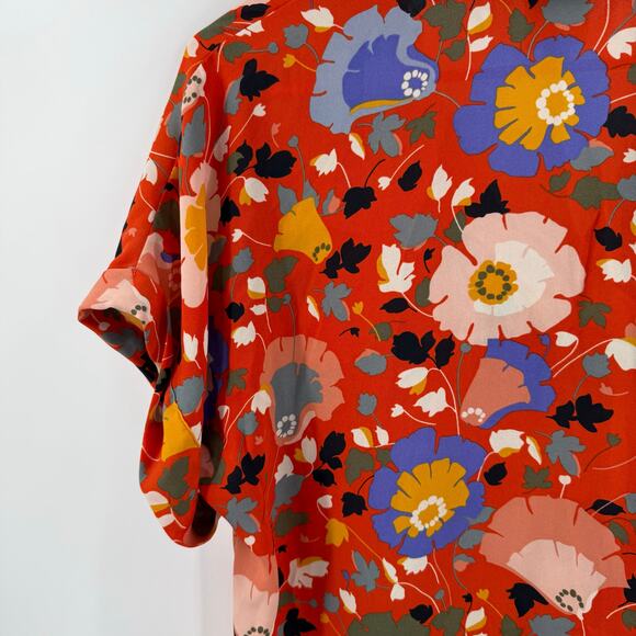 CABI Blouse Size Small 5892 Replay Floral Short Sleeve V-Neck Tunic Office Work - Picture 11 of 16